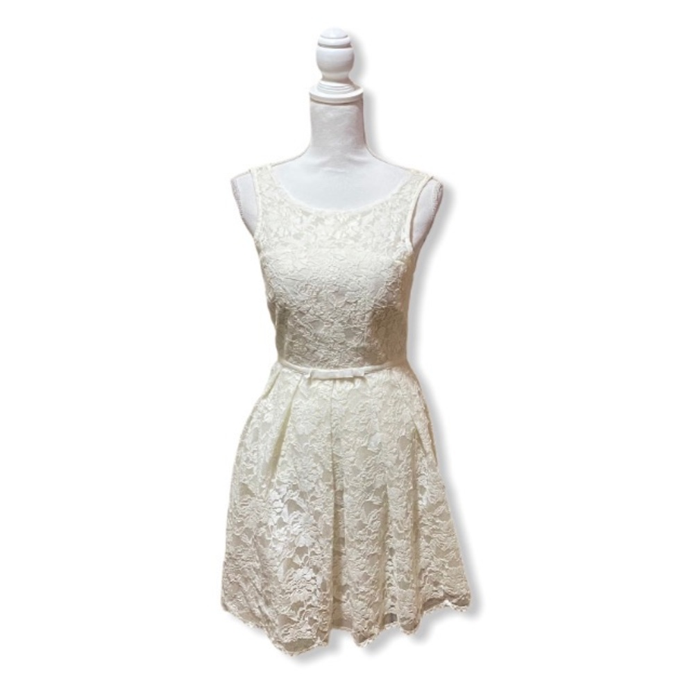 A. Drea White Lace Sleeveless Midi Skater Dress